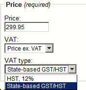 Editing the VAT type